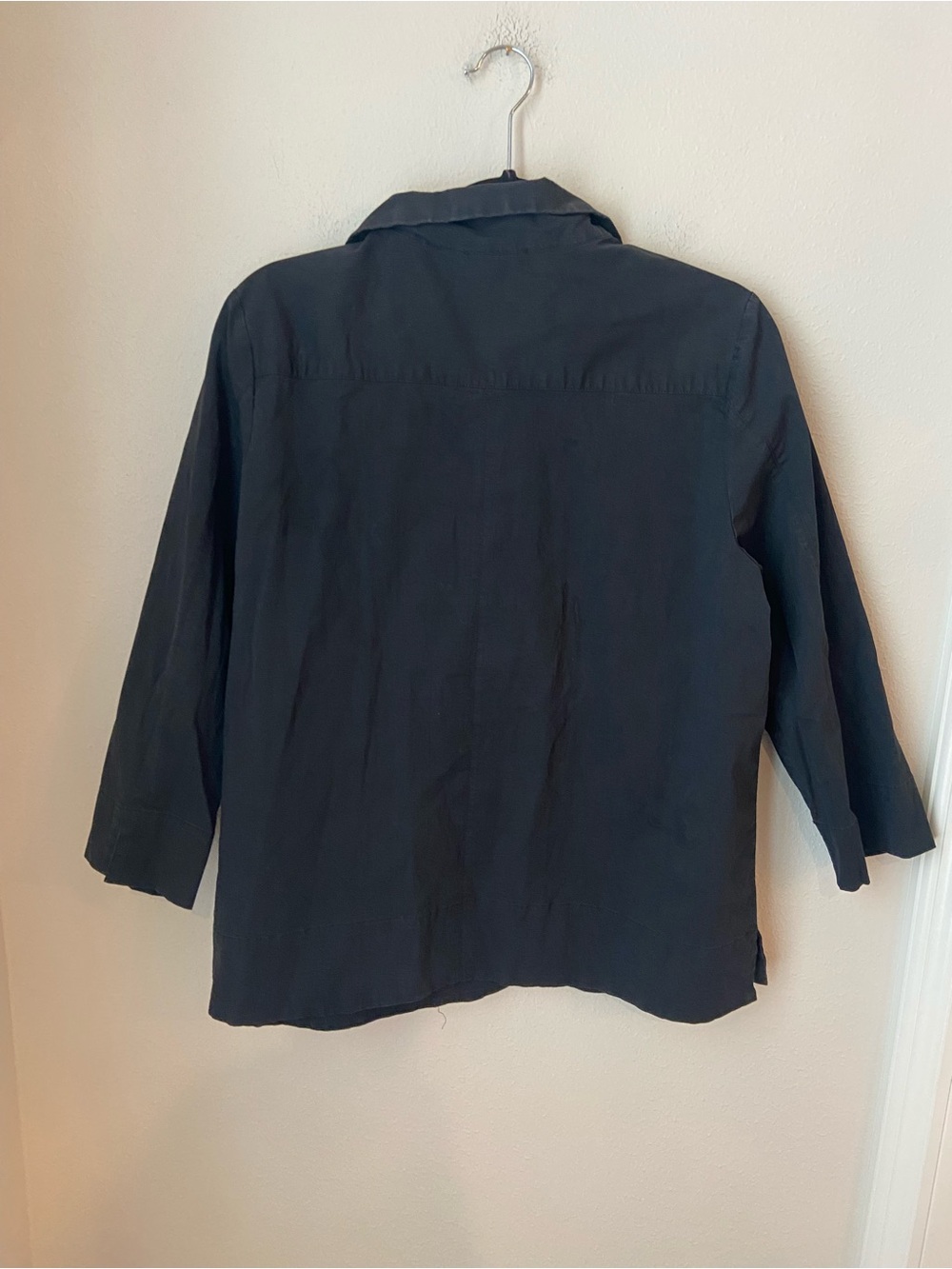 Tuckernuck Margot Stand Collar Blouse Black Size L Cotton Poplin - Picture 3 of 7
